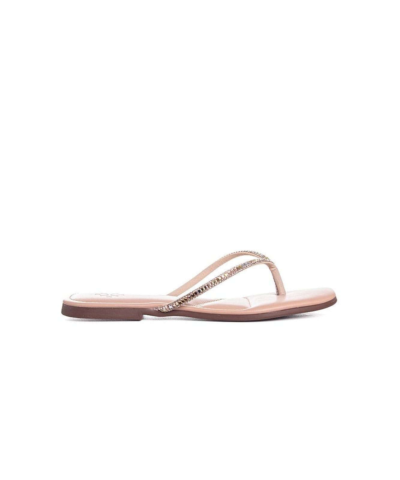 Tamanco Rasteira Pixolé Strass Rose Incolor