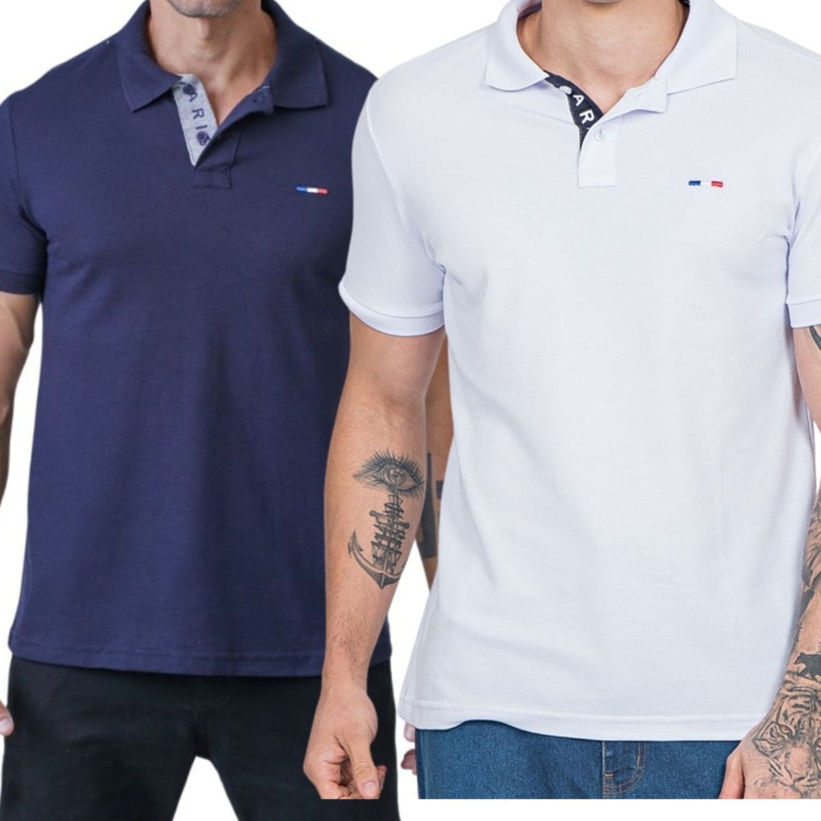 Kit 2 Polos Masculina Básicas Industrie Piquet no Estilo Tommy Bordado França