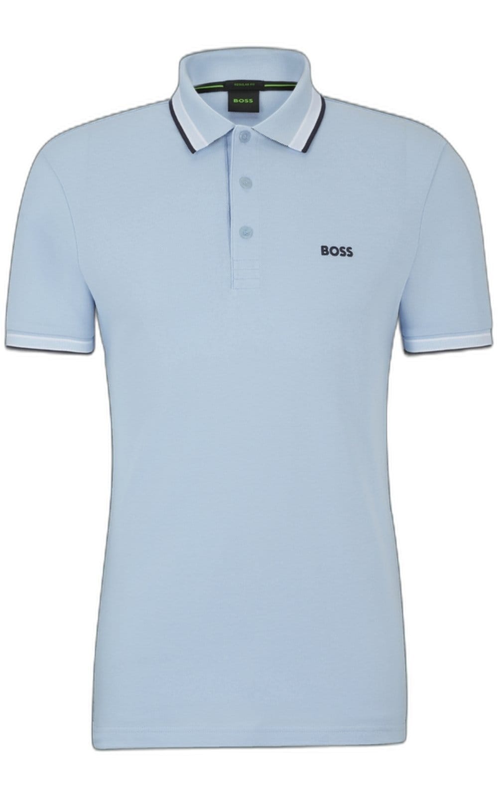 Vista principal Polo de algodão com detalhes de logo contrastante Boss azul