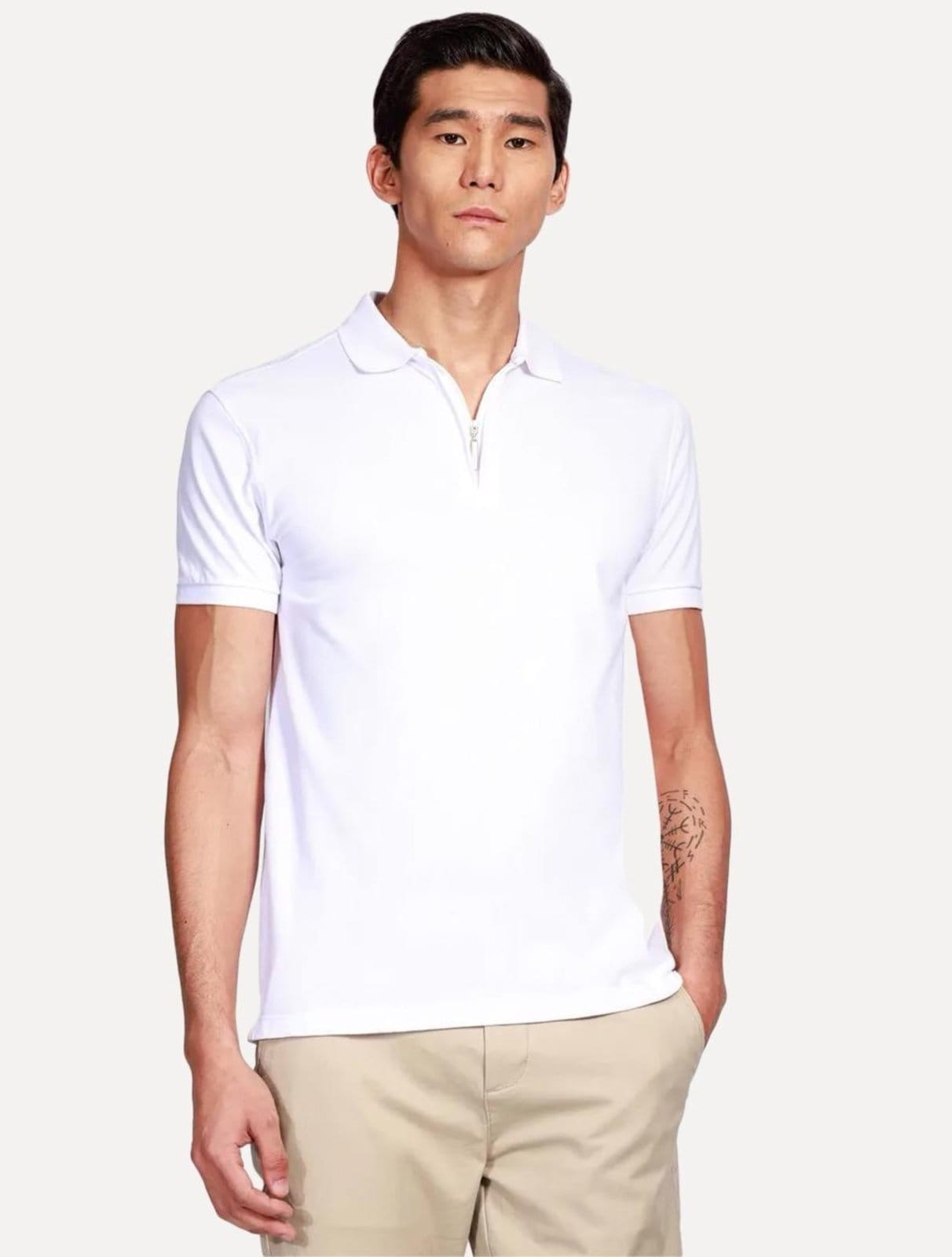 Vista principal Polo Aramis Masculina Piquet Ziper All White Branca Aramis incolor white