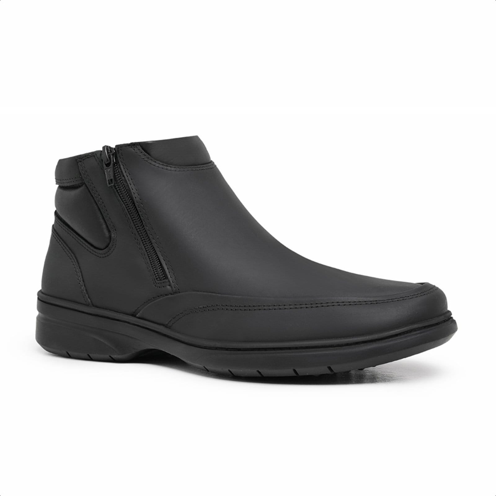 Vista principal Bota Masculina Malbork em Couro com Zíper e Solado Antiderrapante L44728BP Malbork preto