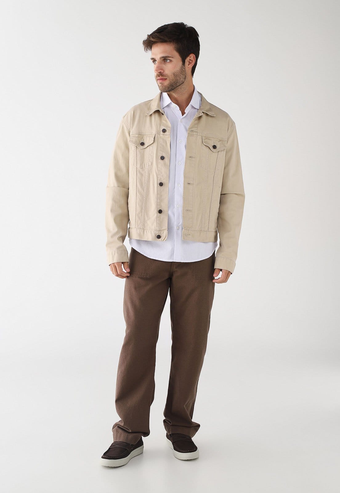 Vista 2 Camisa Masculina Aramis Xadrez Branca Aramis branco