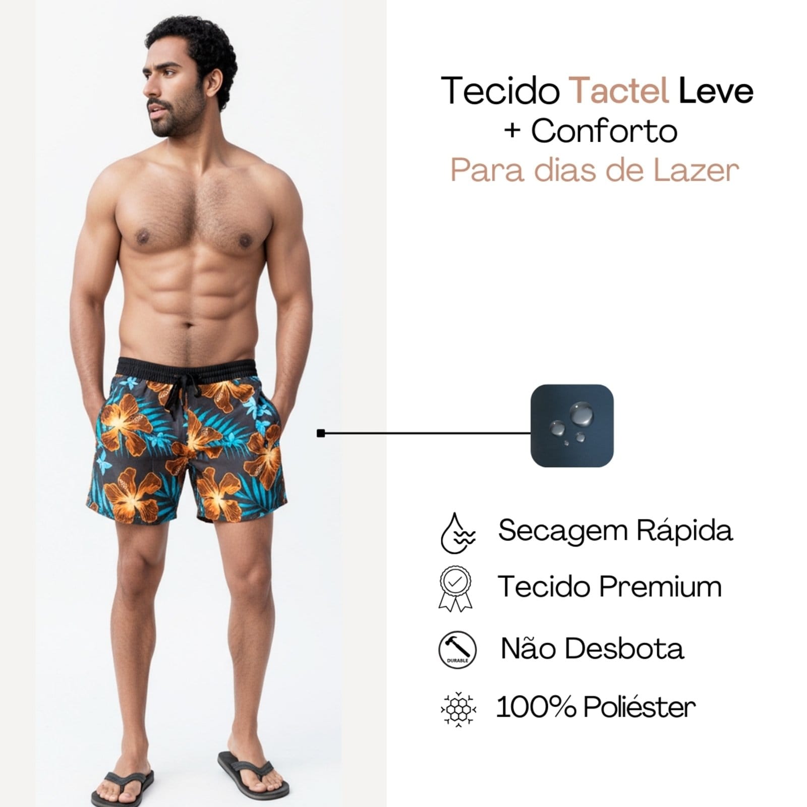 Short Praia Masculino KS Bermuda Tactel Premium