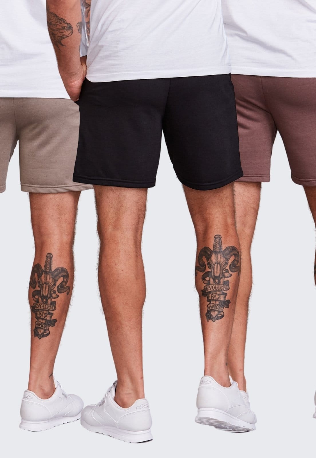 Vista 2 Kit 3 Shorts Moletinho Masculino Daze Modas e Daze Modas bege/marrom/preto