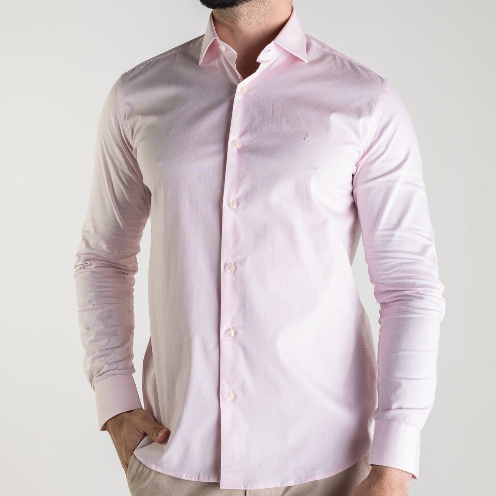 Vista 2 Camisa Aramis Tricoline Stretch Aramis rosa