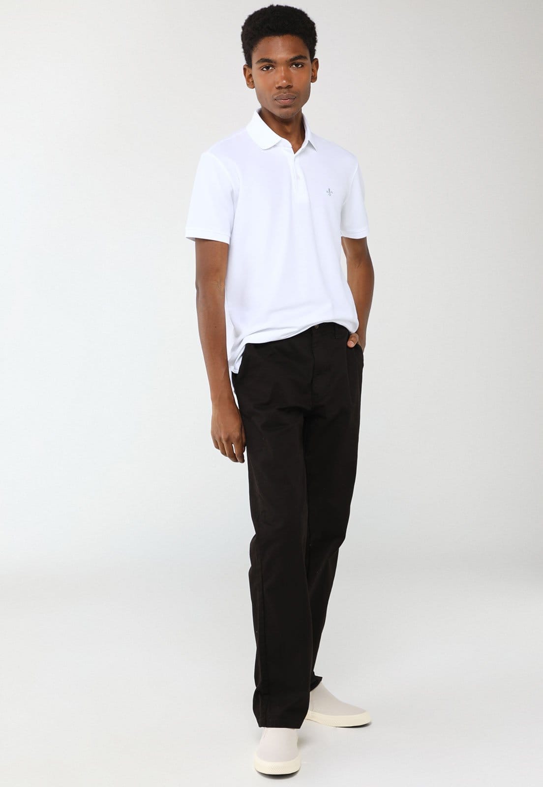 Vista 2 Calça Masculina Dudalina Alfaiataria Sarja Preta Dudalina preto