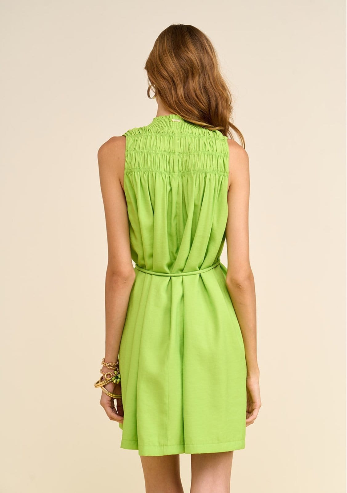 Vista 2 Vestido Zinco Solto Gola Alta Sem Manga Curto Zinco verde