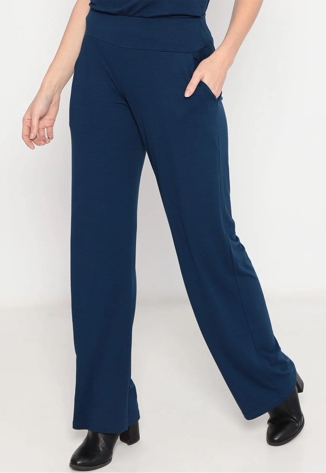 Calça Maria Paes Pantalona Marinho