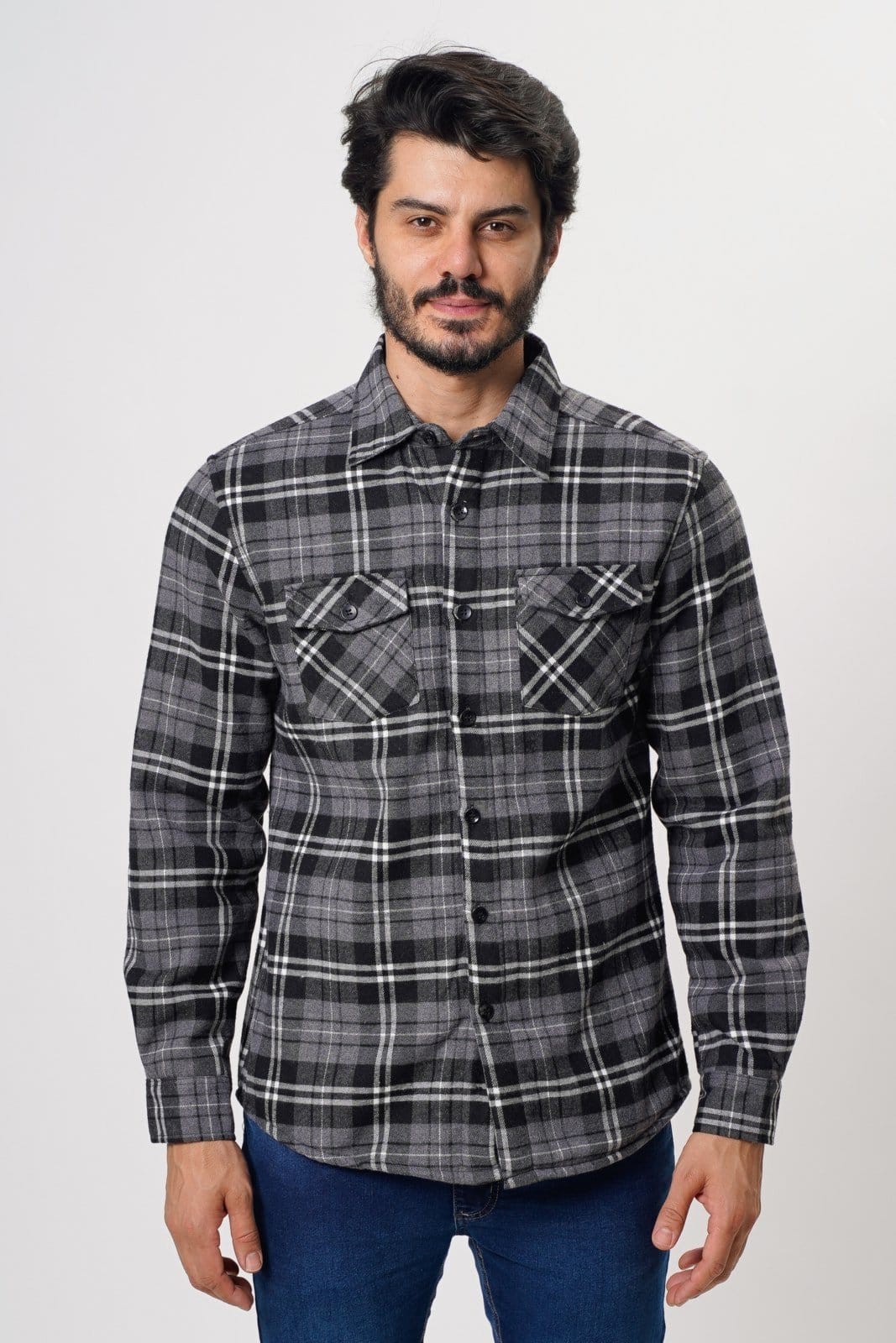 Jaqueta Masculina Sh Fashion De Flanela Forrada Cor Preta