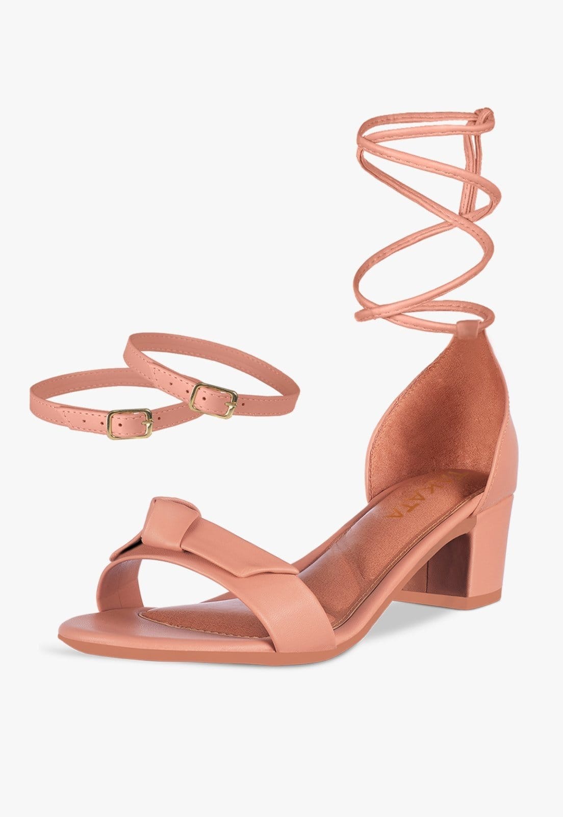 Sandália Feminina Salto Quadrado Grosso Bloco Baixo tira Laço Nó Sintético Confortável Sapato Festa elegante