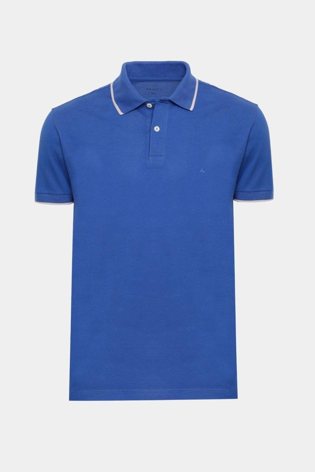 Polo Aramis Classic 1 Friso Azul Royal Com Cinza Claro