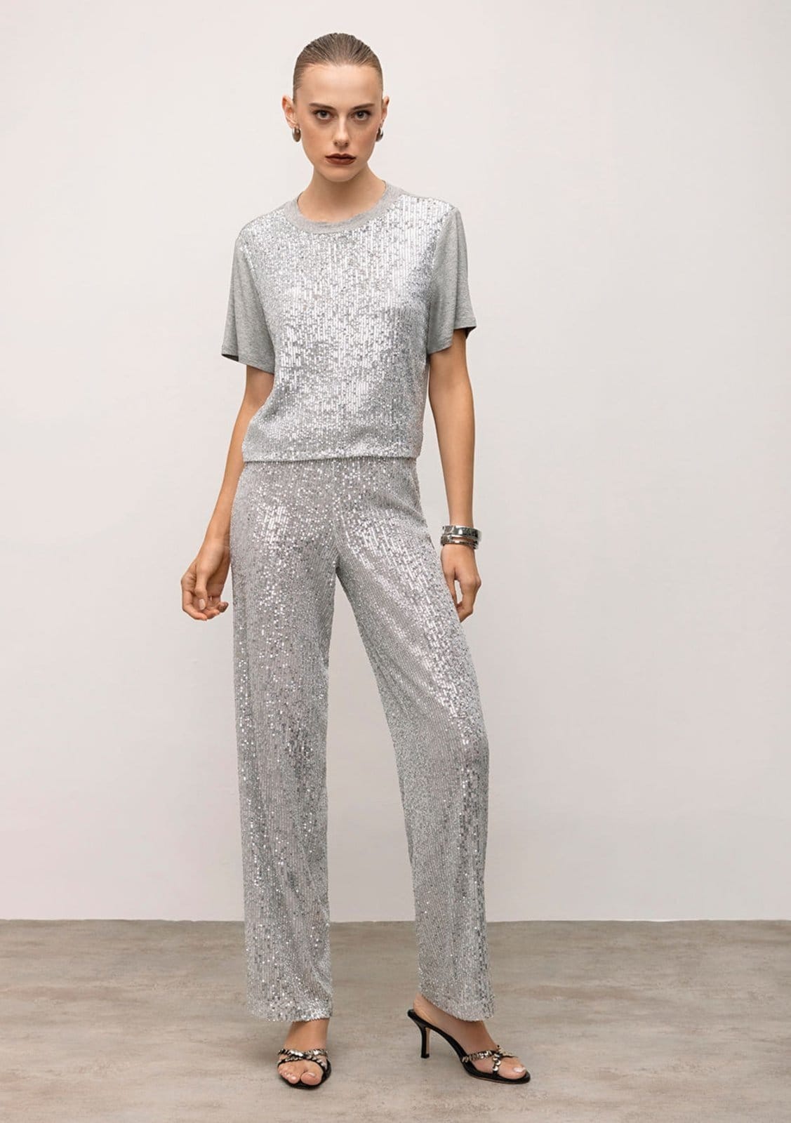 Vista principal Calça Iódice Reta Cós Alto Com Bolso IÓDICE prata