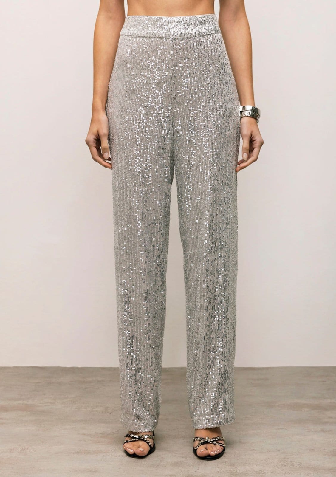 Vista 2 Calça Iódice Reta Cós Alto Com Bolso IÓDICE prata