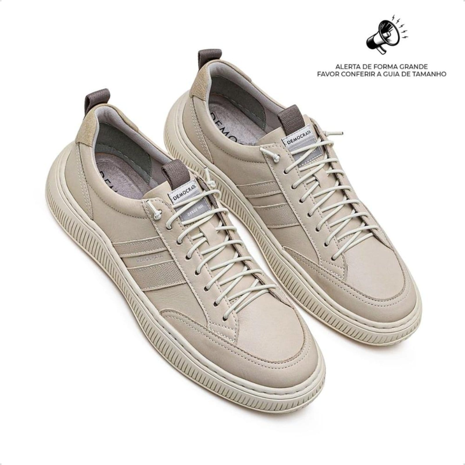 Vista 2 Tênis de Couro Democrata Masculino Denim Vibe 625101 Bege DEMOCRATA bege denim