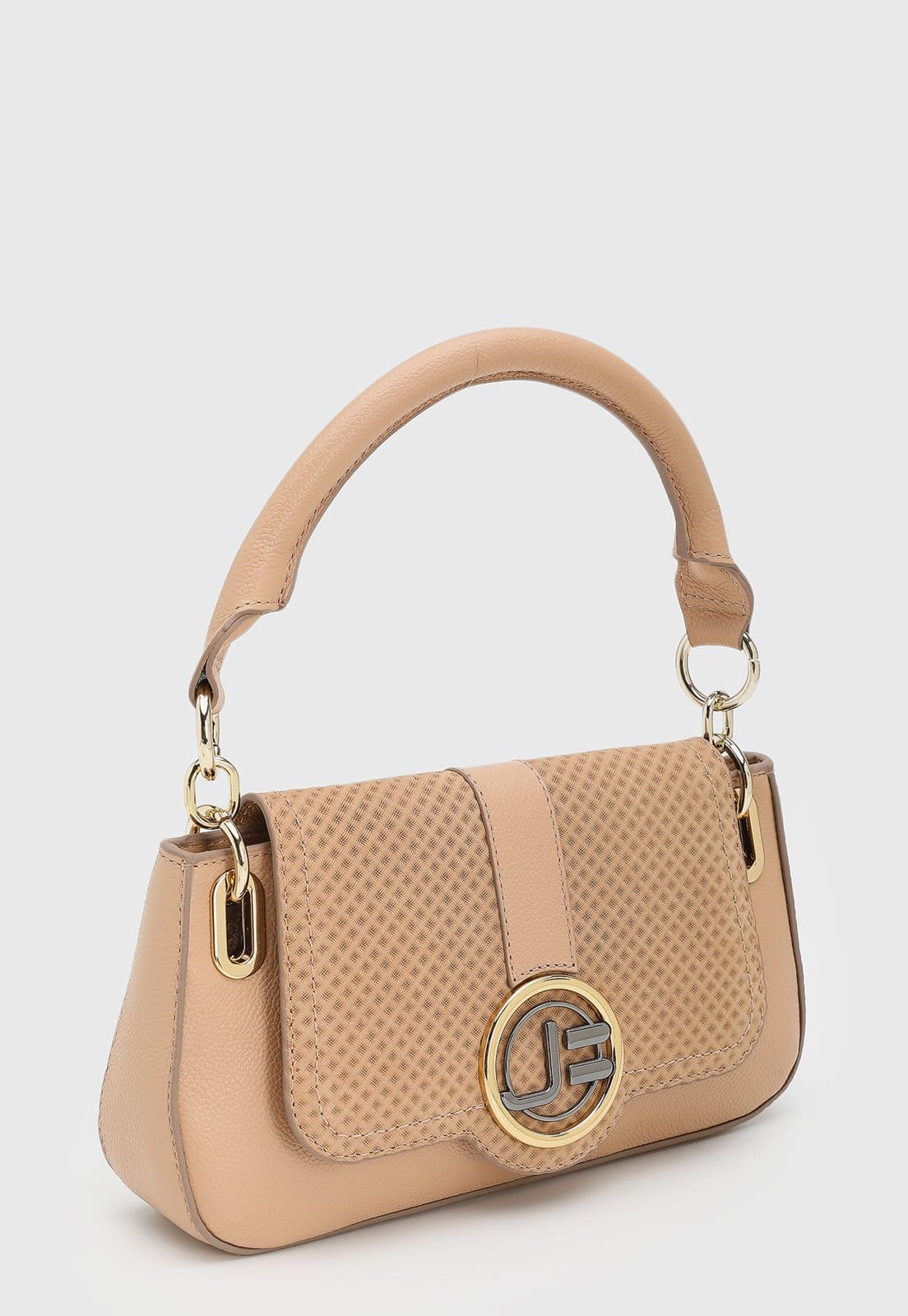 Vista 2 Bolsa Média Feminina Jorge Bischoff Texturizada Jorge Bischoff rosa