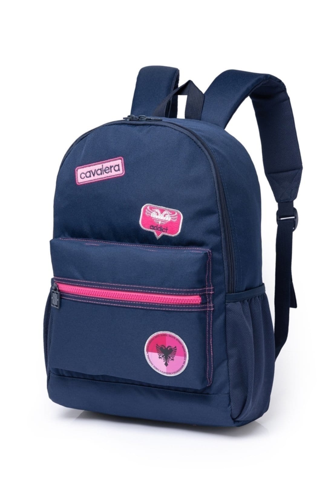 Vista 2 Kit Mochila Escolar Estojo Cavalera Bolsa Resistente Faculdade Espaçosa Cavalera azul