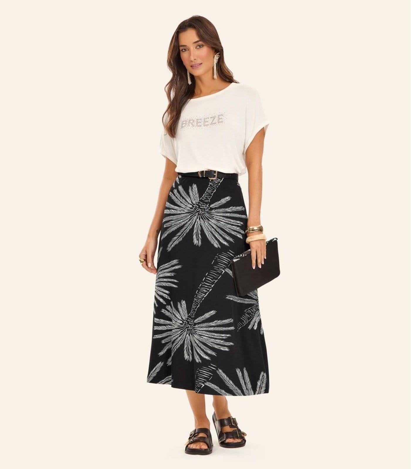 Saia Midi Feminina Viscotorcion Rovitex