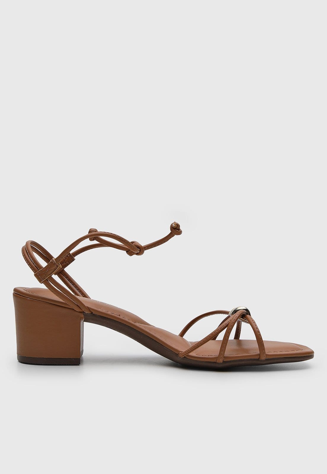 Vista 2 Sandália Feminina VIA UNO Salto Bloco Amarração VIA UNO marrom