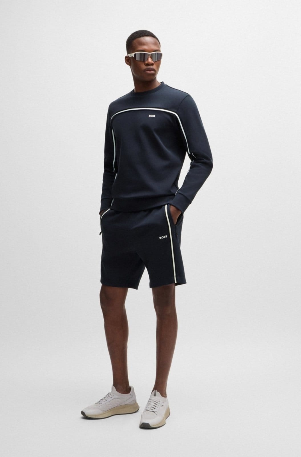 Vista 2 Shorts Regular De Algodão Com Inserções De Fita EGG Boss azul