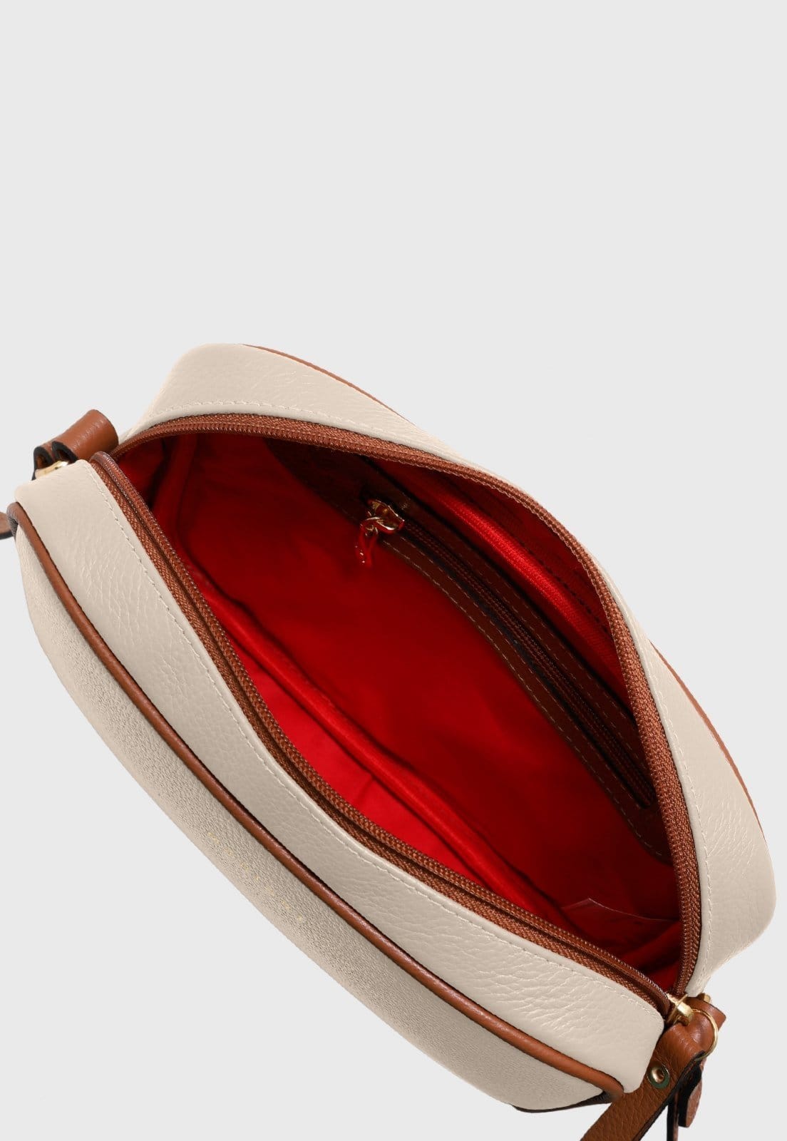 Vista 2 Bolsa Transversal Couro Mariart Jeri Off White/Camel Mariart caramelo/off-white white