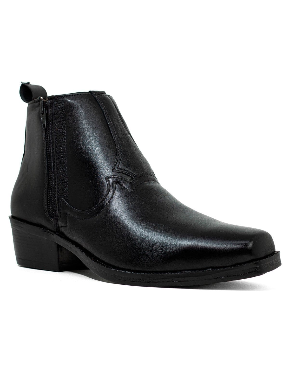 Vista 2 Bota Masculina Ferracini 24h Casual New Country Couro Clássica Com Zíper Preto All Black FERRACINI preto black