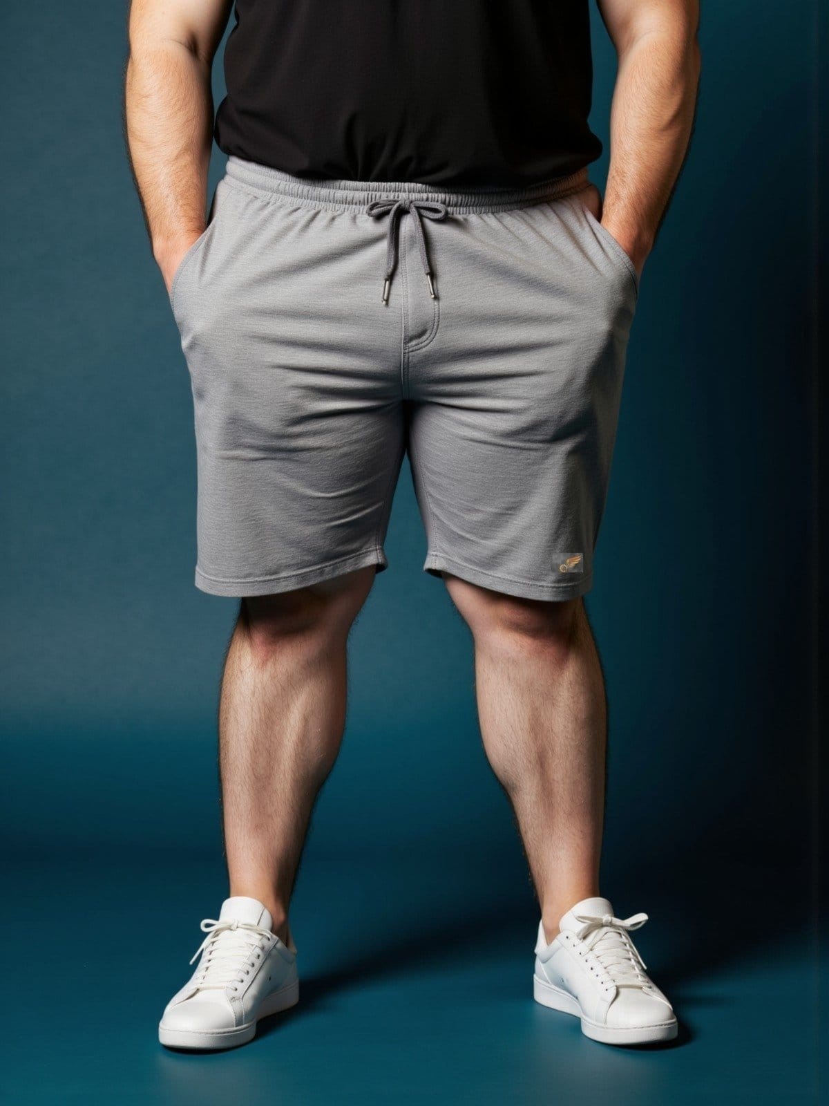 Vista 2 Bermuda de Moletom Plus Size Shorts de Tamanhos Grandes G1 G2 Debex cinza