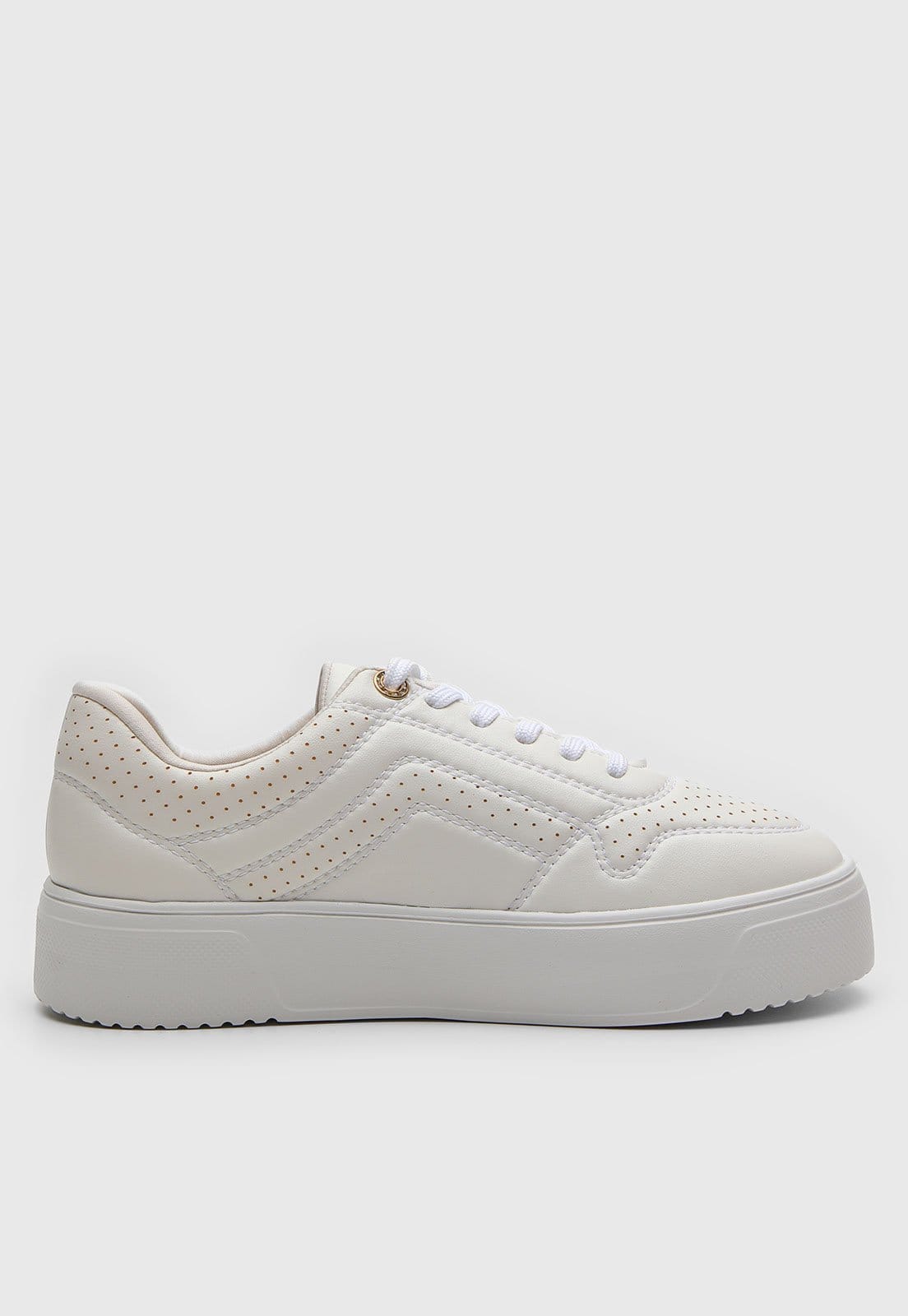 Vista 2 Tênis Feminino Via Uno Detalhe Perfurado Off-White VIA UNO off-white white
