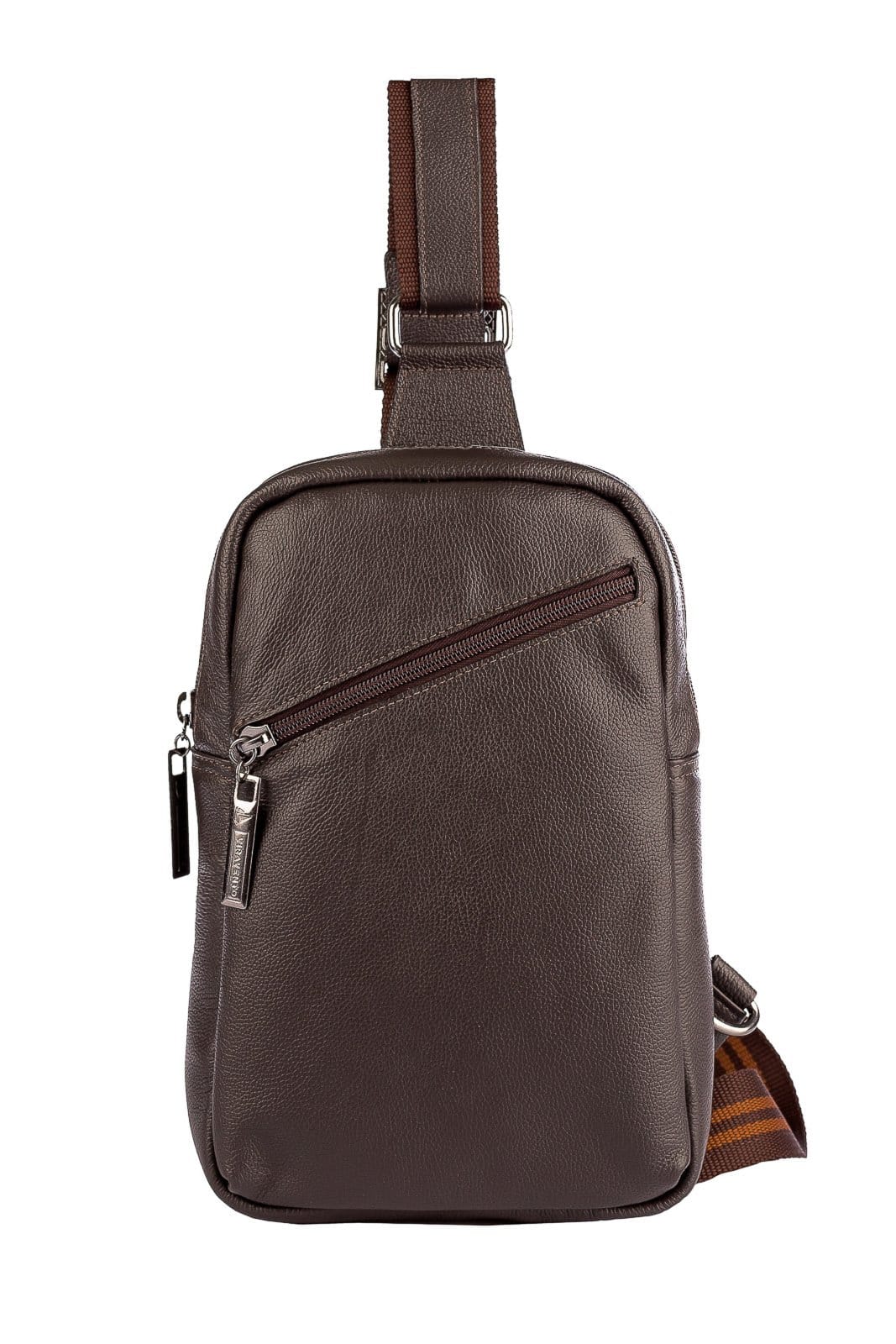 Vista principal Mini mochila transversal de couro Eric Vira Vento café