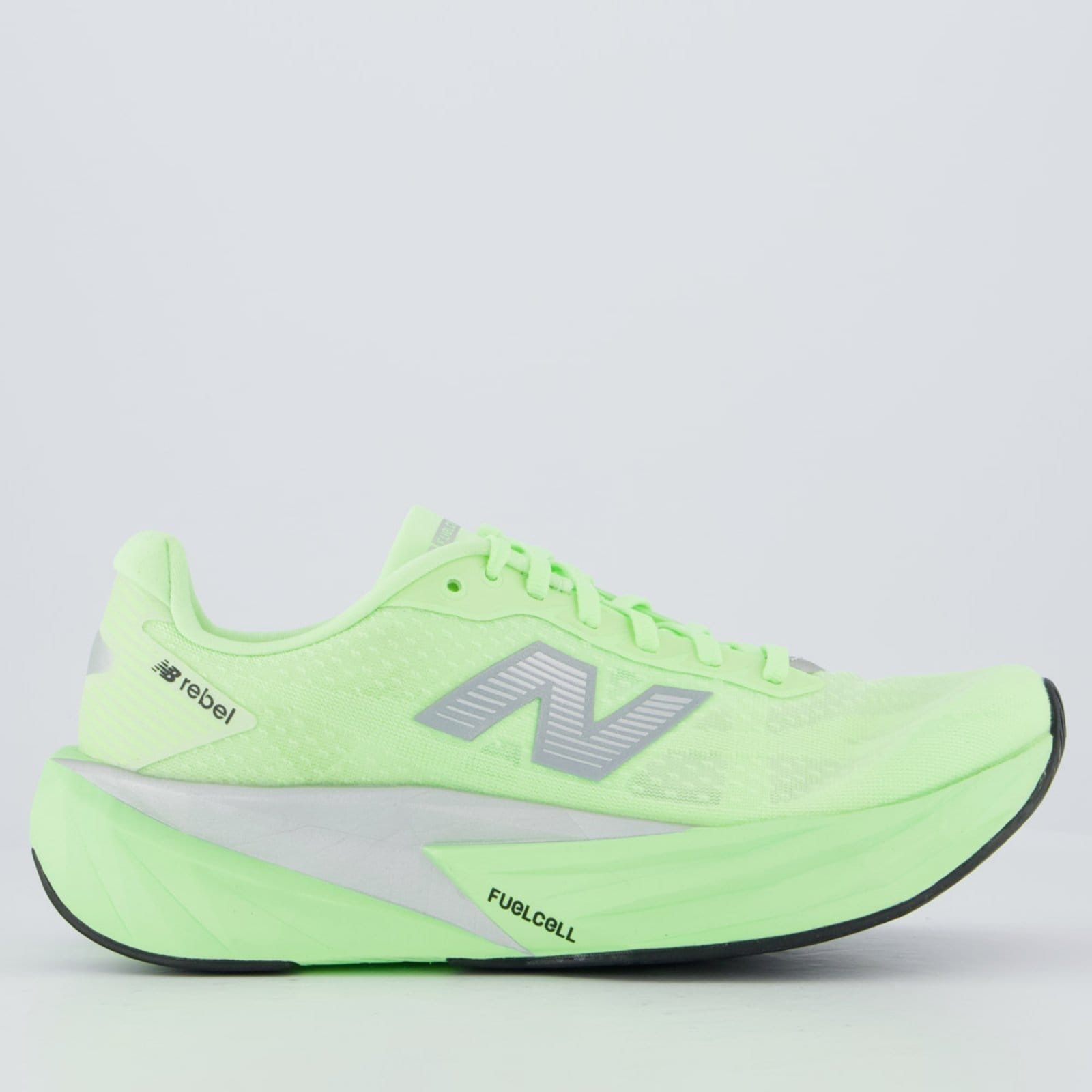 Vista principal Tênis New Balance Fuelcell Rebel V5 e Prata New Balance verde