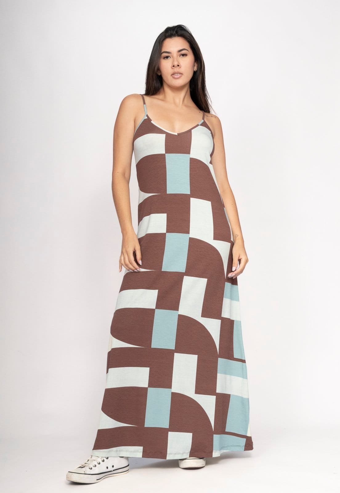 Vestido CabanaFree Guaíra Longo Malha Alça Fina Santa Rosa do Tocantins