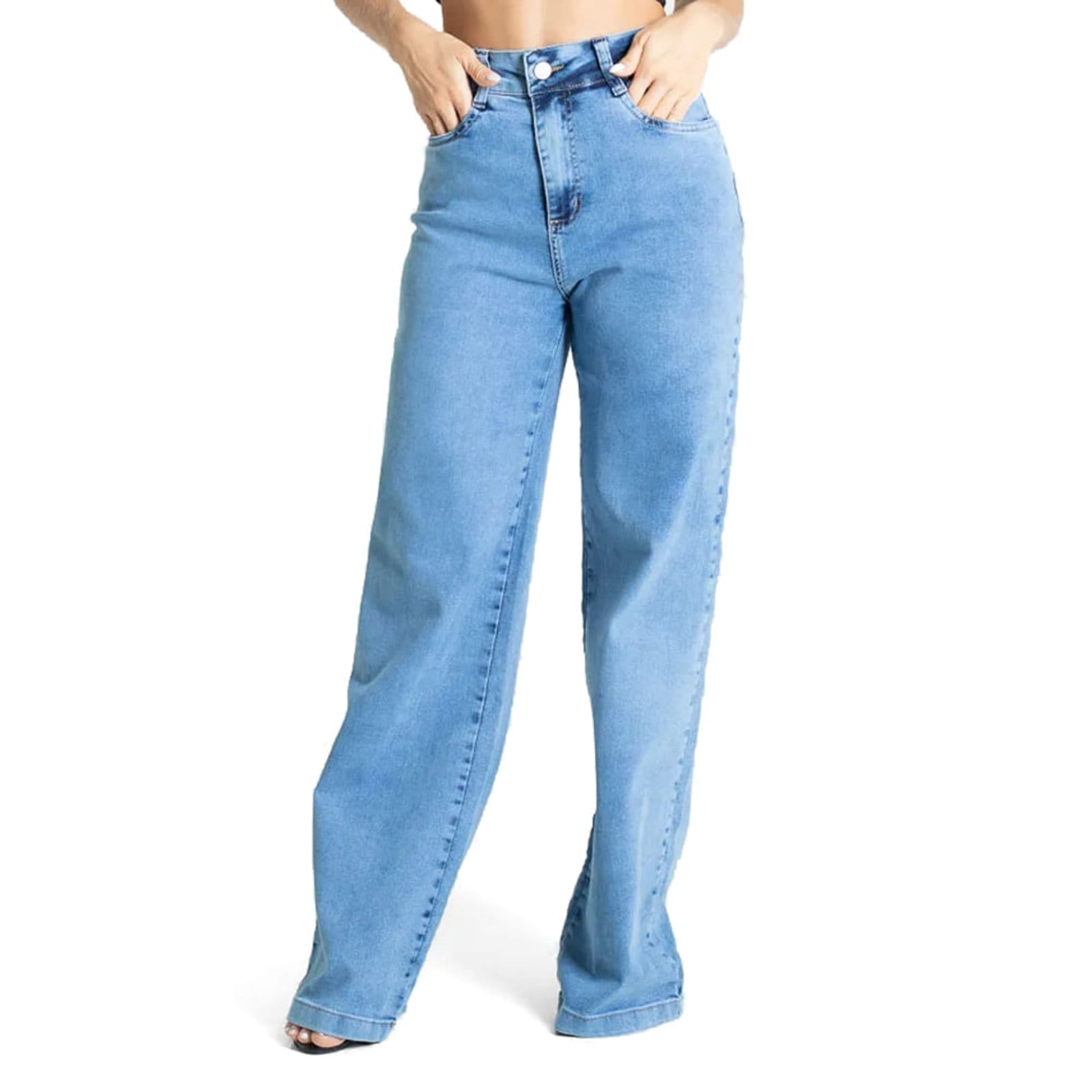 Calça Jeans Feminina Sawary Wide Leg
