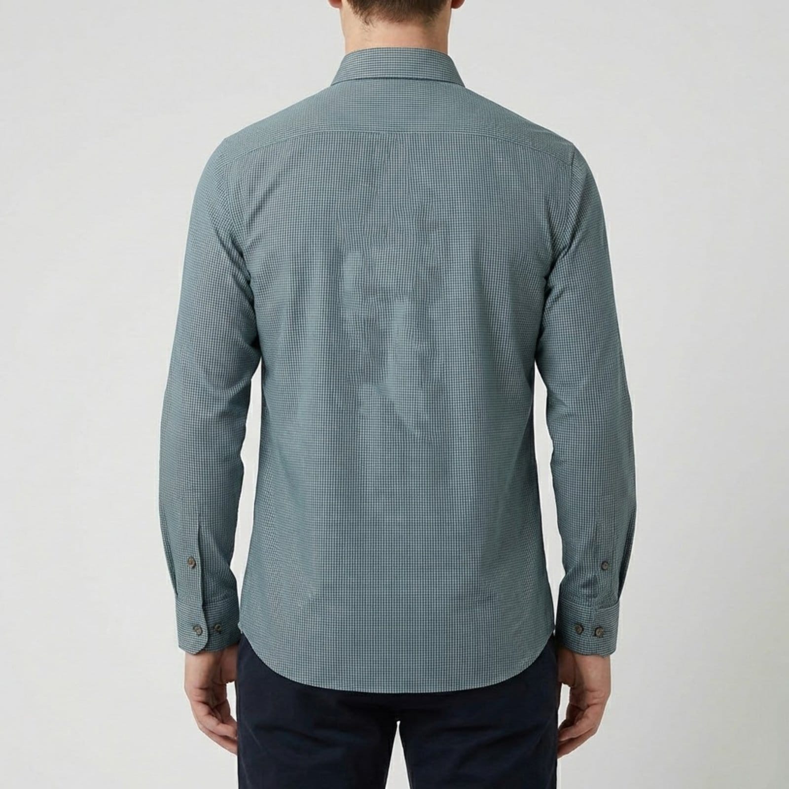 Vista 2 Camisa Dudalina Milano Micro Vichy Ou26 Masculino Dudalina verde