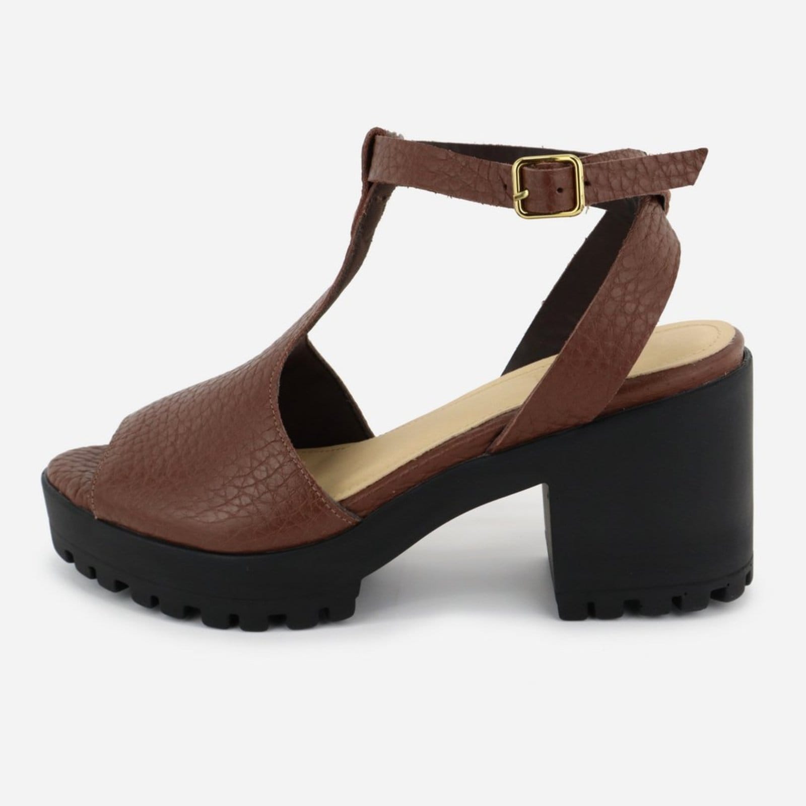 Tamanco Bloco Salto Maria Paula Couro Tratorada Feminino