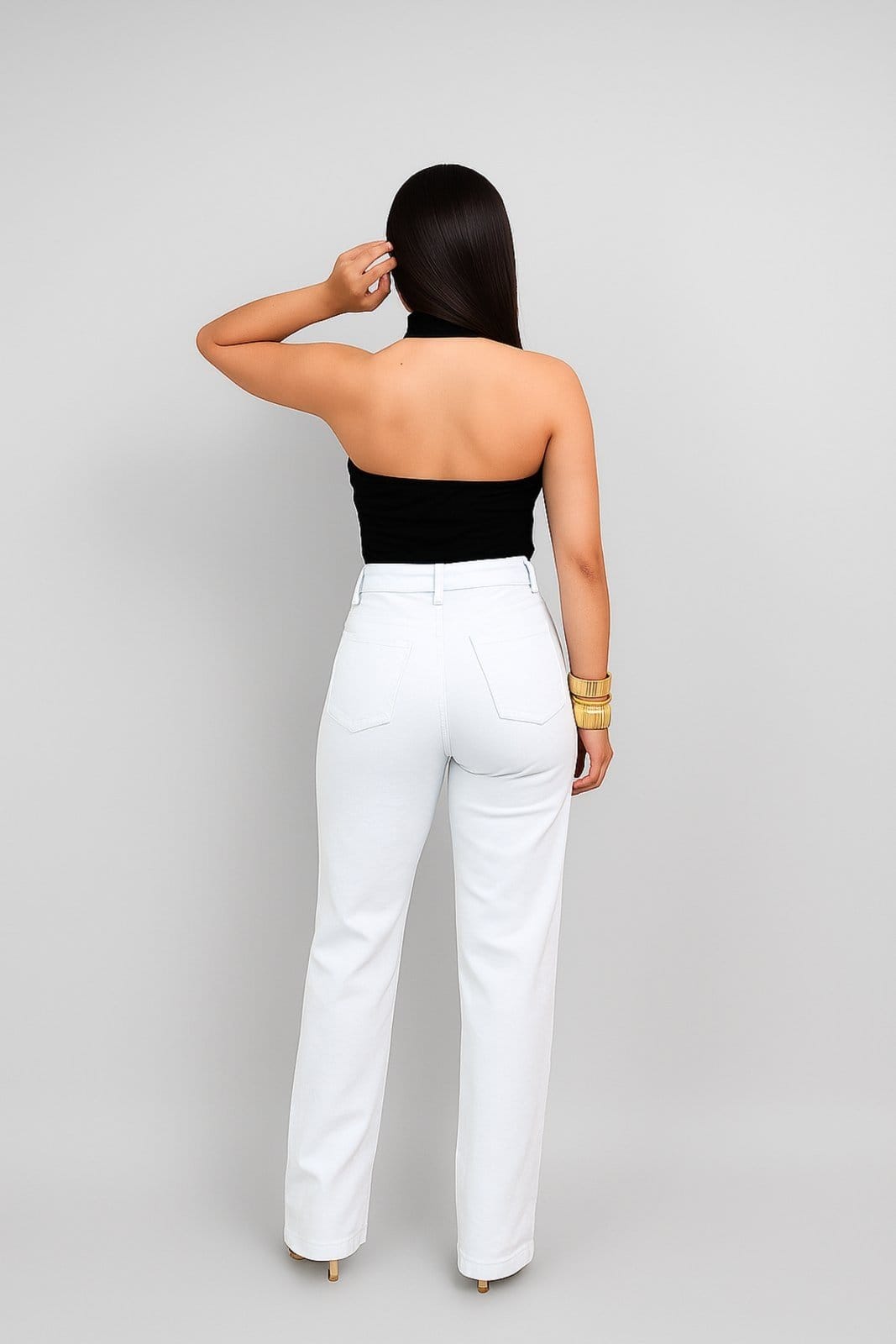 Vista 2 Calça D Bell Outlet Fashion Wide Lag D BELL OUTLET FASHION branco/jeans