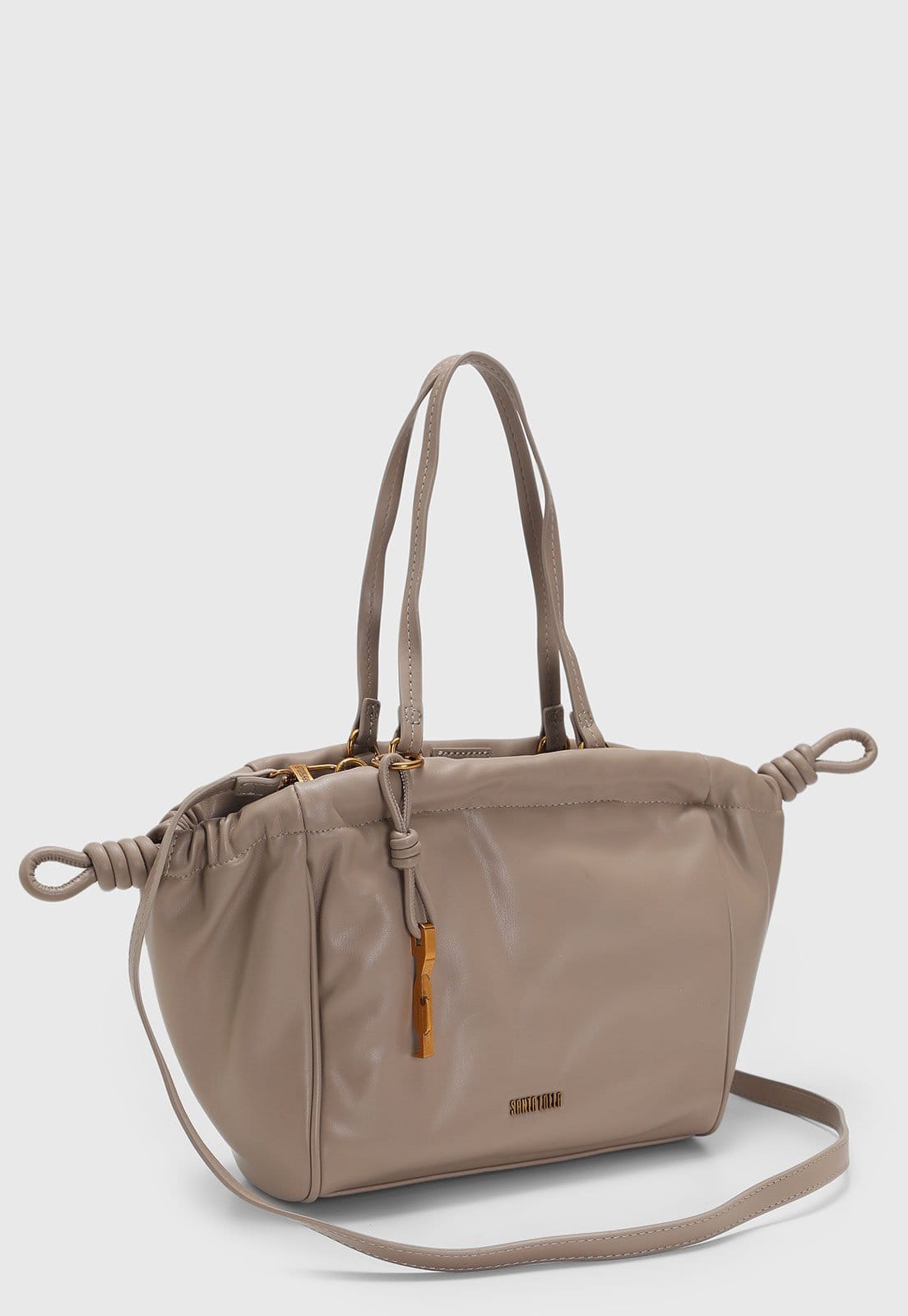 Vista 2 Bolsa Média Feminina Santa Lolla Lateral Franzida Santa Lolla marrom