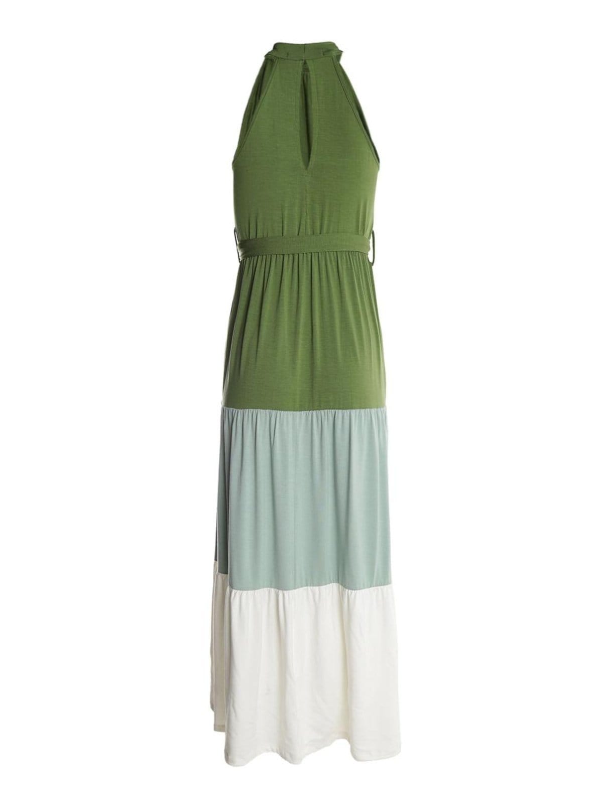 Vista 2 Vestido Com Amarração Bloco de Cores Feminino CLARO/OFF WHITE Autentique verde