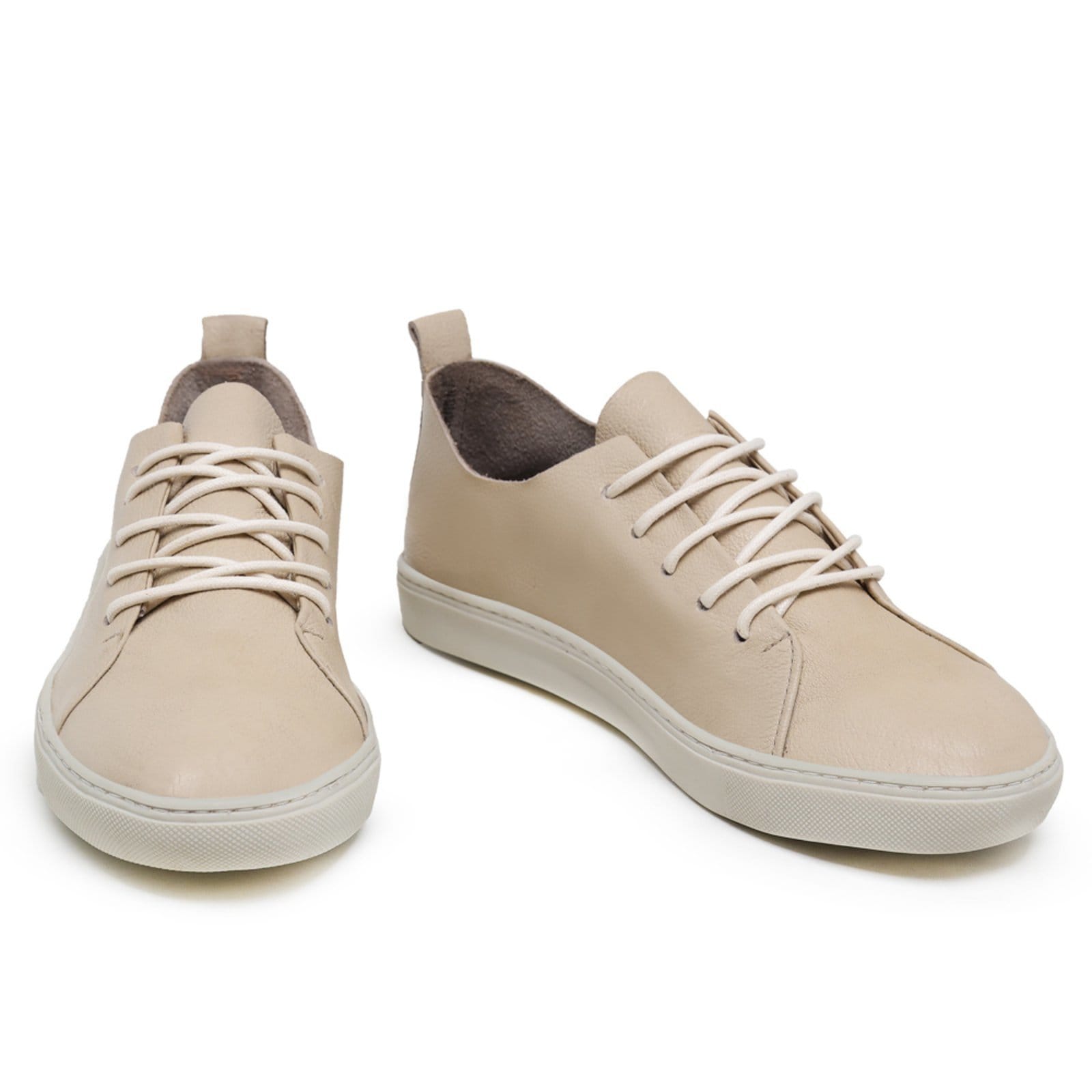Vista 2 Tenis de Couro Feminino Casual Sem Forro Interno Ref.:1810 Ultimas Unidades Mister Couros nude