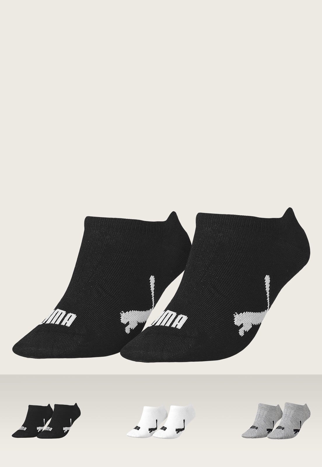 Kit 3pçs Meia Puma Sapatilha Esportiva Preta