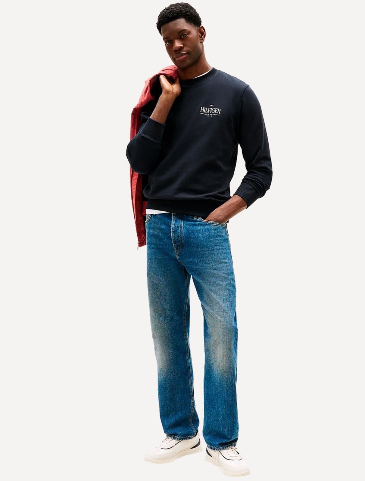 Vista 2 Moletom Tommy Hilfiger Masculino Stacked Sweatshirt Tommy Hilfiger azul marinho