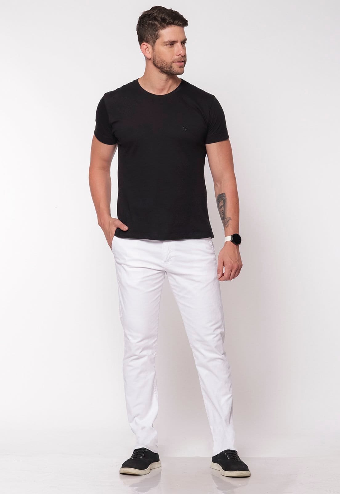 Vista 2 Calça Sarja Conforto Slim Fit Elastano 7894 Branca Macaw branco