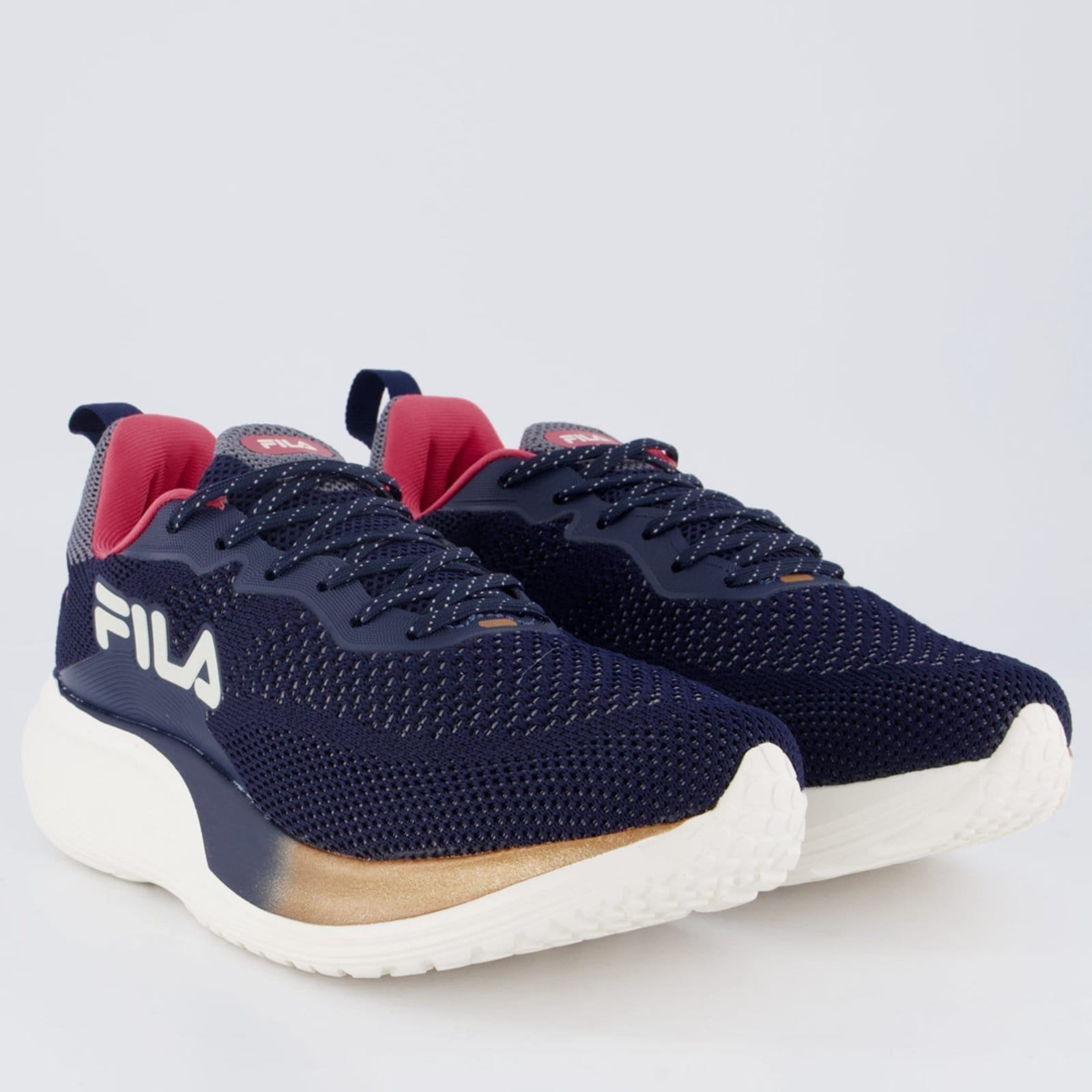 Vista 2 Tênis Fila Speed Lite Feminino Marinho e Cobre Fila azul marinho