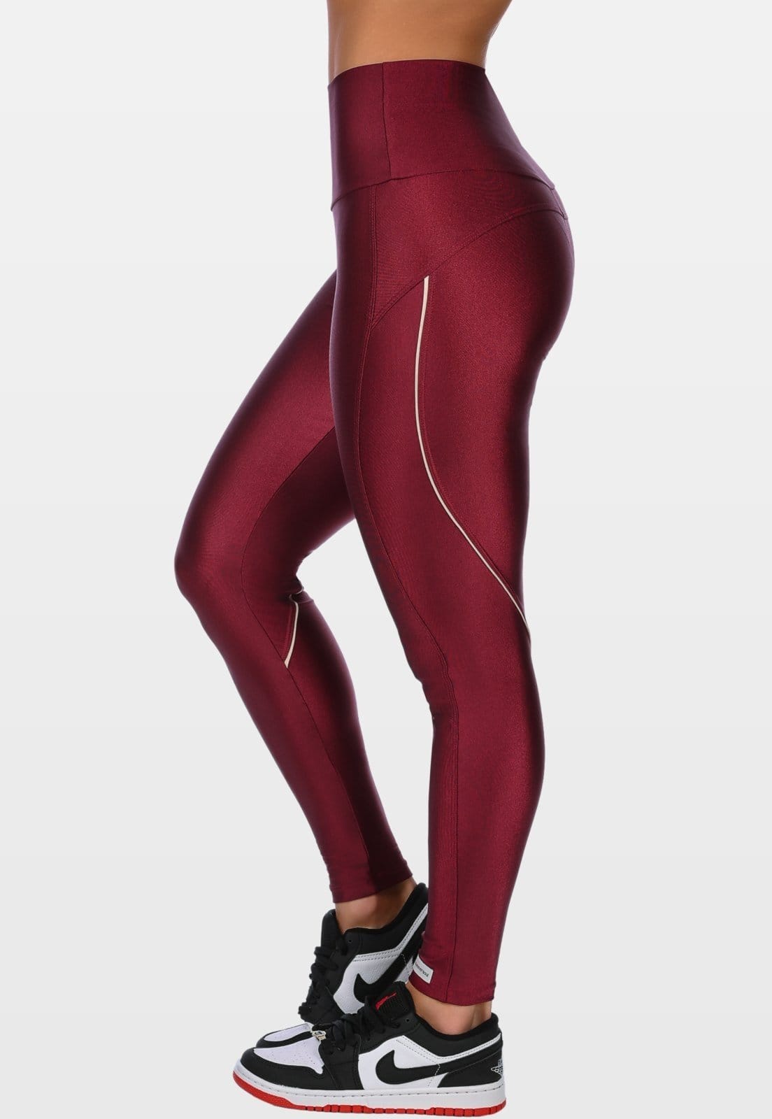 Calça Legging Fitness Cirrê Summer Soul Cós Alto Com Friso