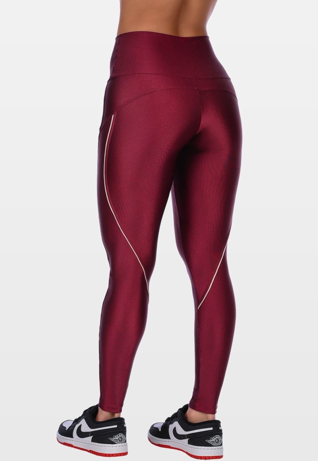 Vista 2 Calça Legging Fitness Cirrê Summer Soul Cós Alto Com Friso Summer Soul bordô