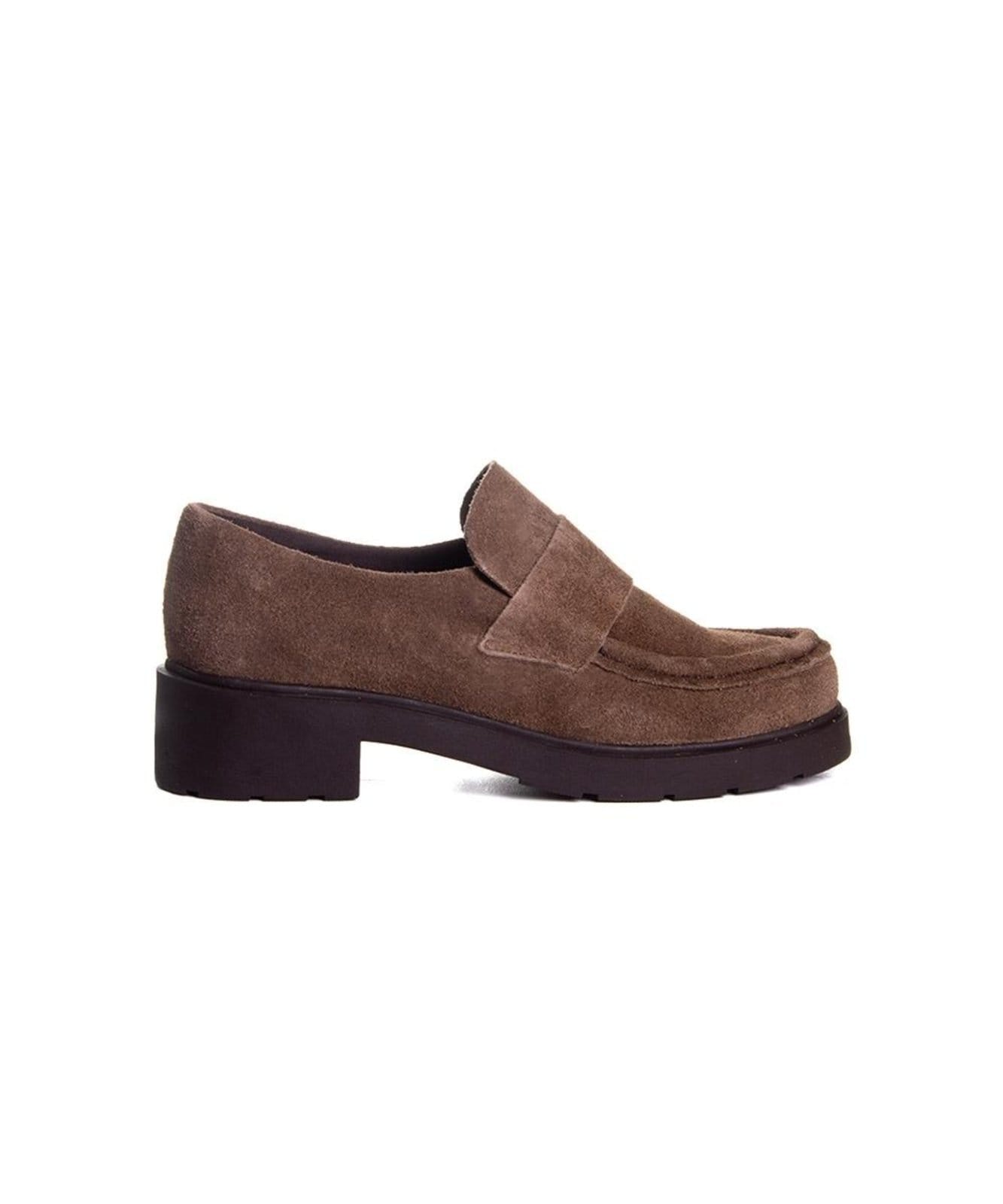 Mocassim Feminino Pixolé Salto Médio Couro Cafe