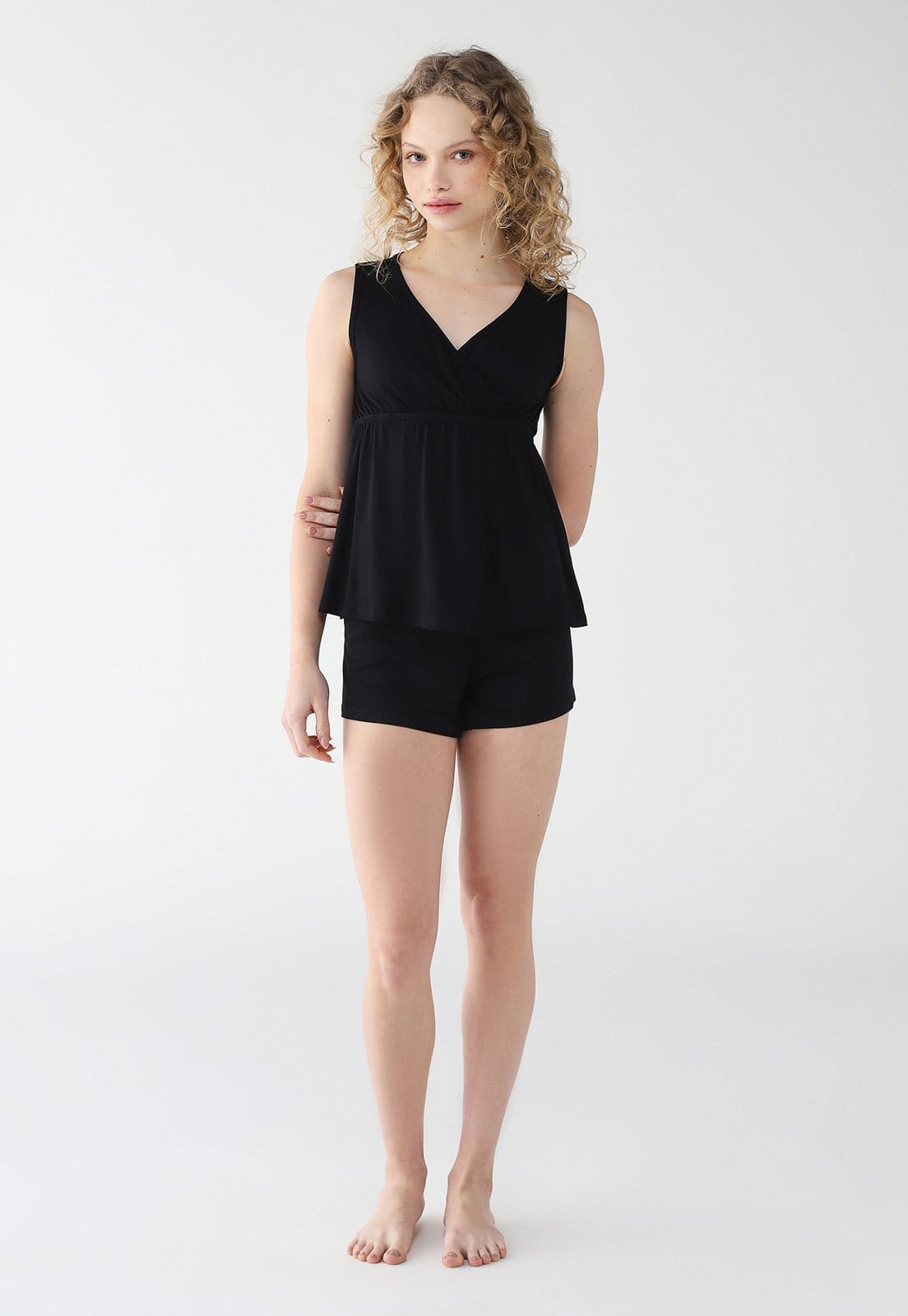 Vista 2 Conjunto Pijama Malwee Curto Regata Gestante Malwee preto