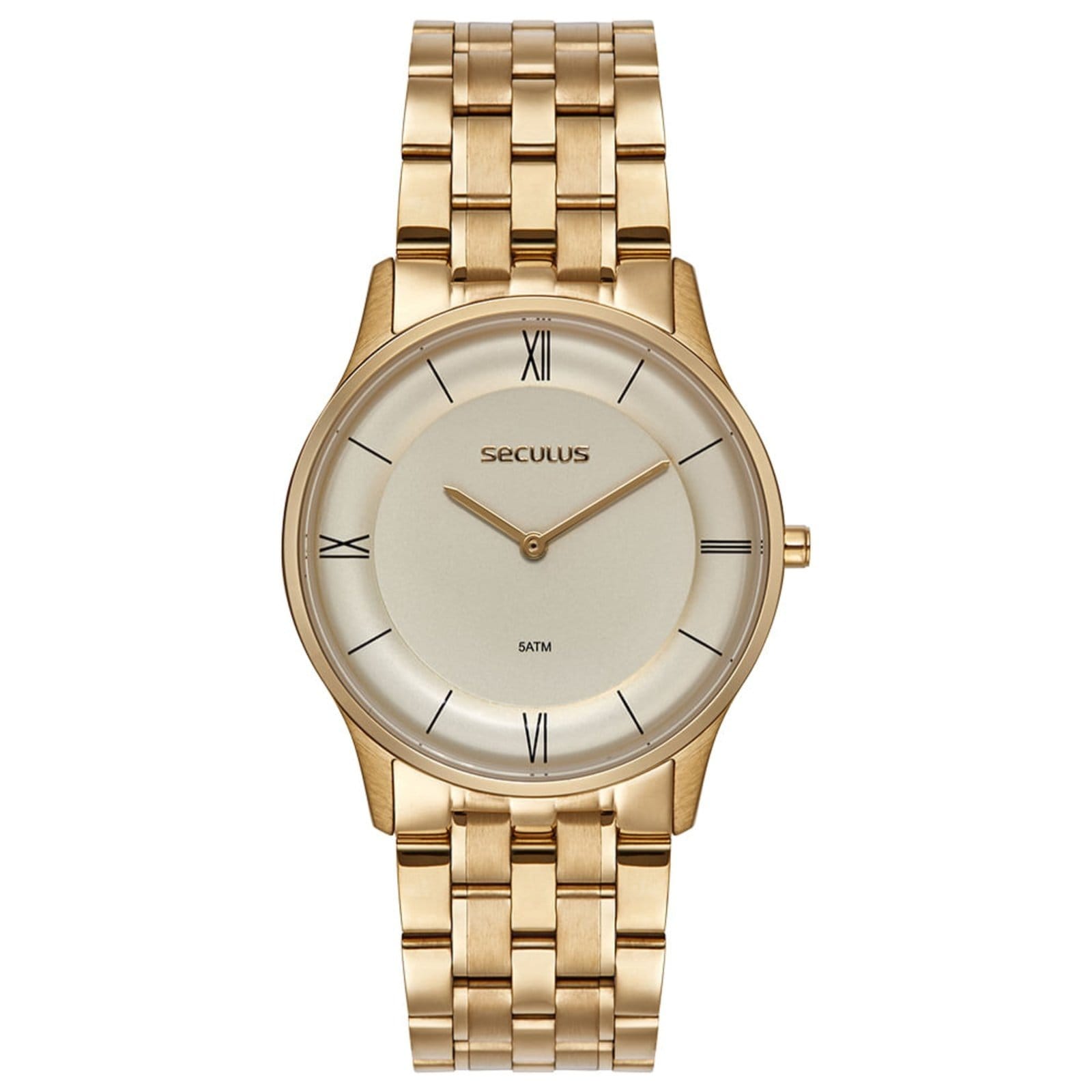 Vista principal Relógio Masculino Seculus Aço Slim Minimalista Seculus dourado