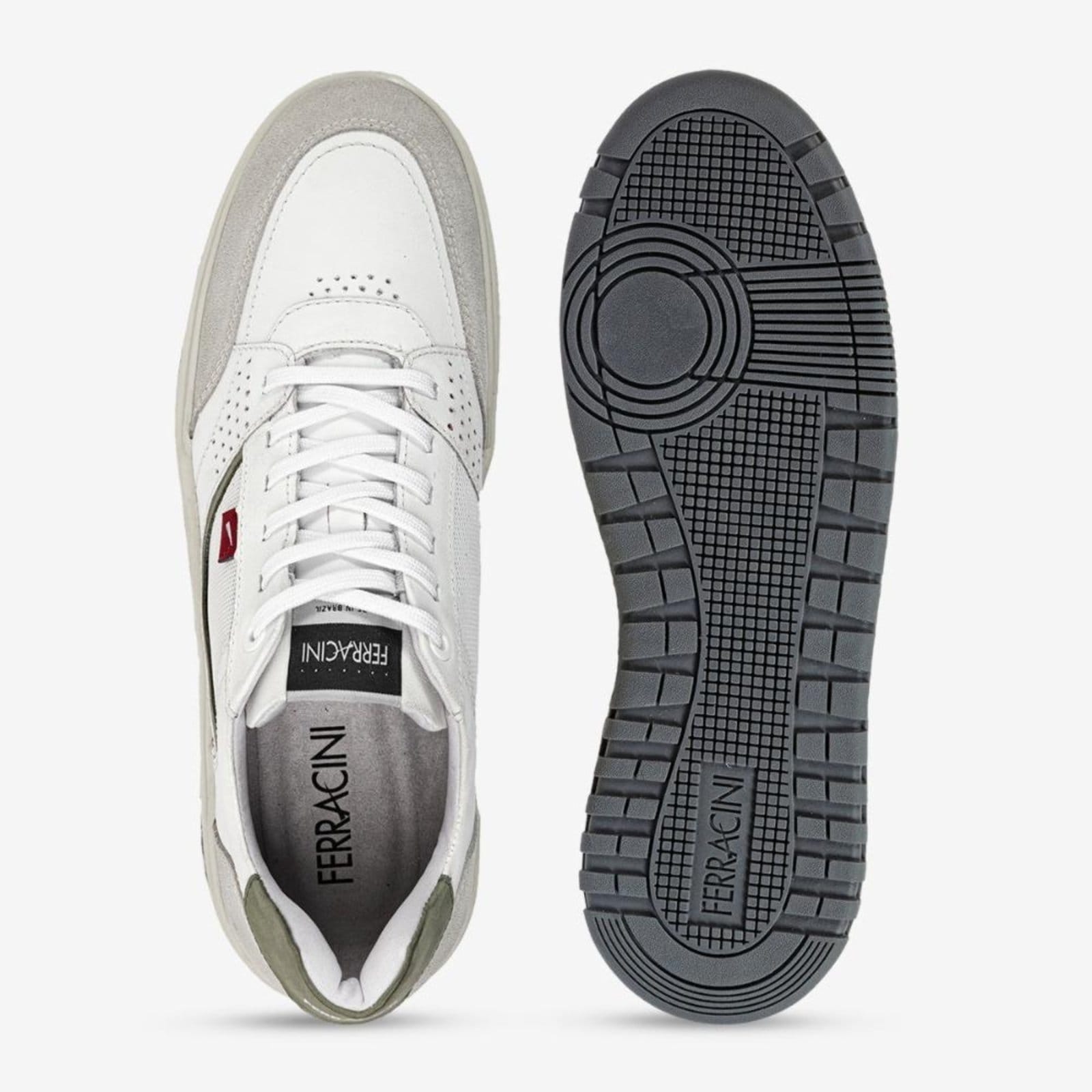 Vista 2 Tênis Couro Ferracini Max e Cinza Solado Robusto FERRACINI branco