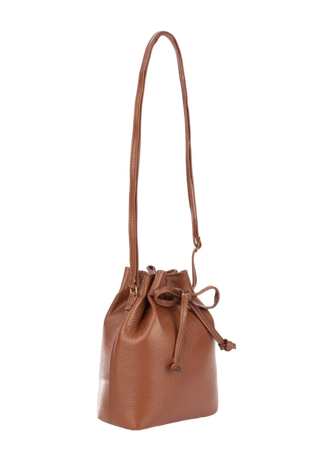 Vista 2 Mini bolsa saco em couro liso Nathy - Whisky Andrea Vinci vermelho