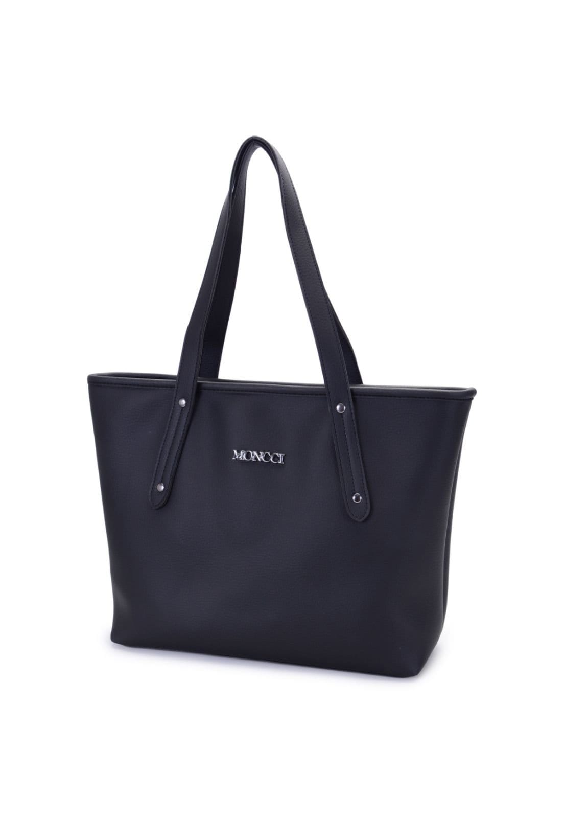 Vista 2 Bolsa media feminina Marsala com bolso interno minimalista fechamento em zíper MONCCI preto