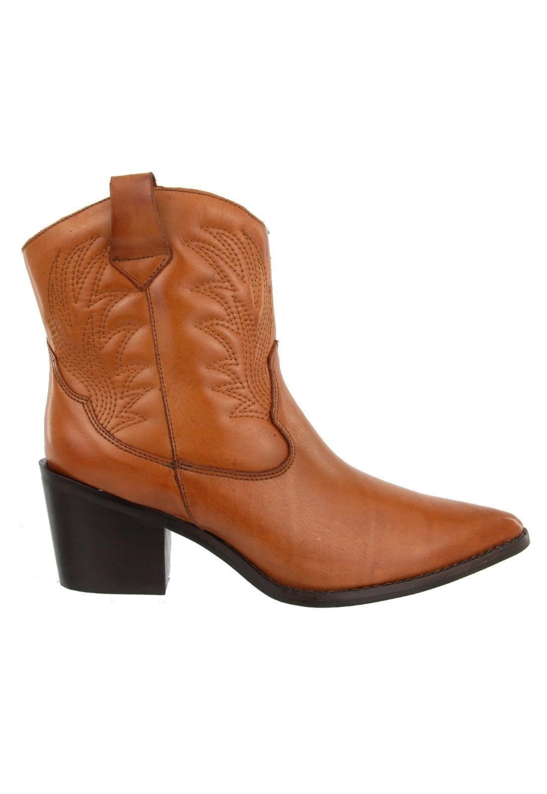Vista 2 Bota Country Texana Western em Couro Bico Fino Maria Paula Camel MARIA PAULA caramelo